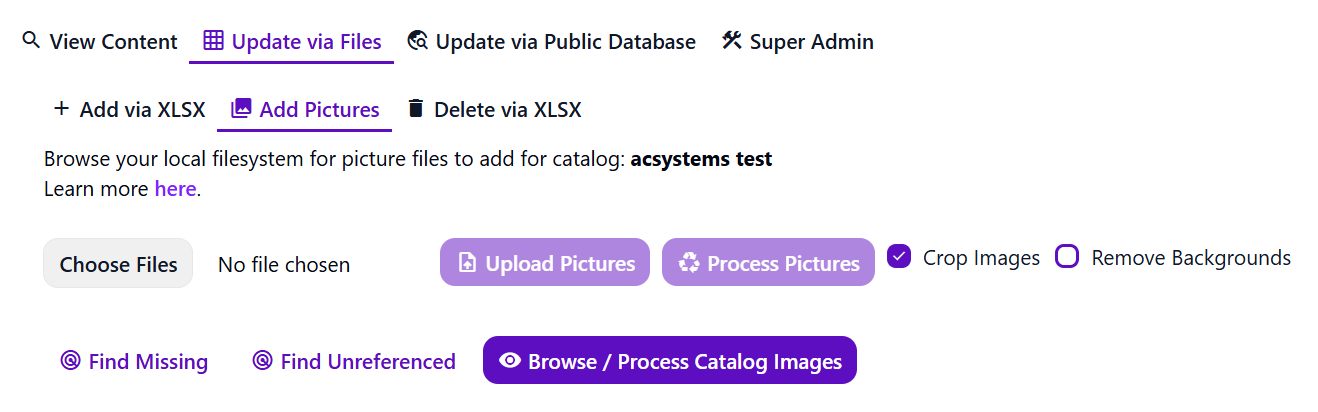 Options for uploading pictures to your site.