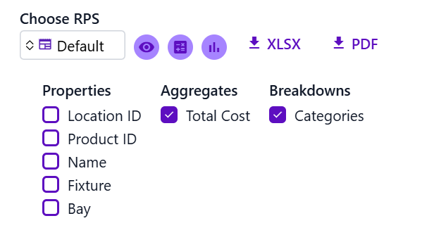 Report Property Set options in the Comparison panel.