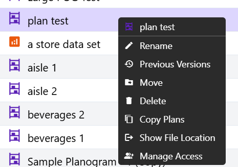 Filesystem context menu