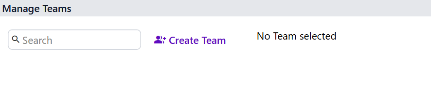 Manage Teams dialog, empty