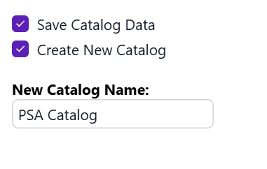 Specify a new catalog to import PSA data to.